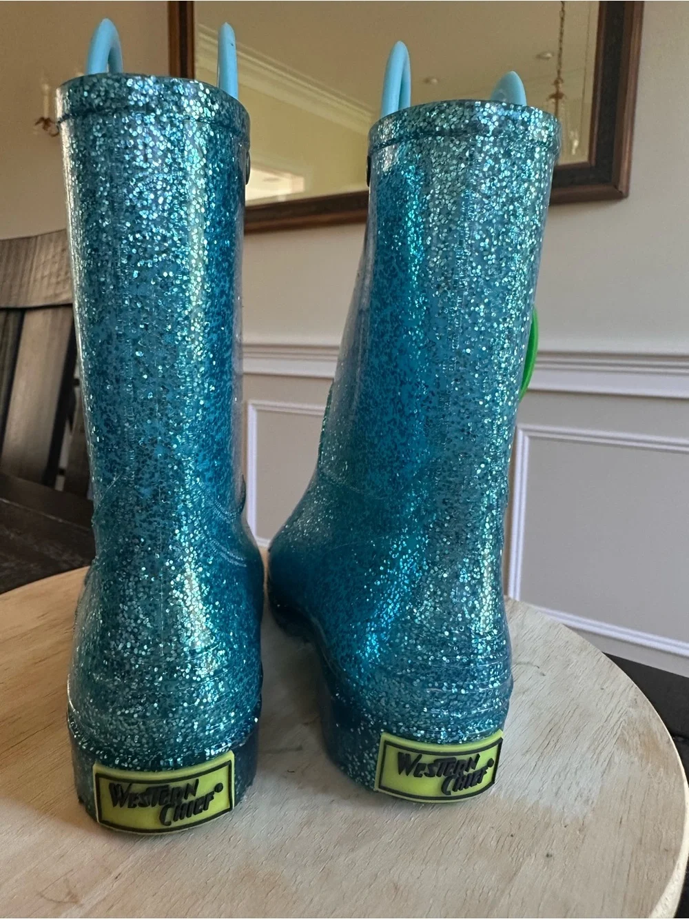 Western Chief Turquoise Blue Glitter waterproof Rain Boots